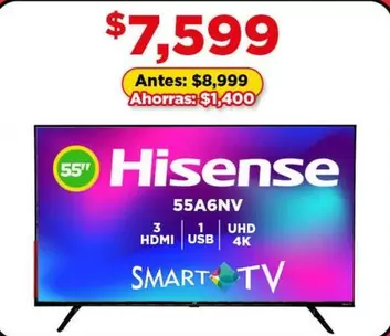 Oferta de Hisense - 55a6nv por $7599 en Bodega Aurrera