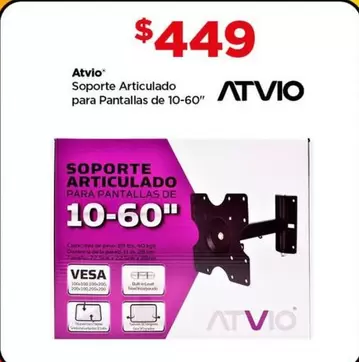 Oferta de Atvio - Soporte Articulado Para Pantallas De 10-60 por $449 en Bodega Aurrera