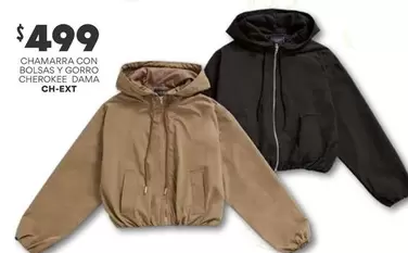 Oferta de Cherokee - Chamarra Con Bolsas Y Gorro Cheokee Dama Ch-ext por $499 en Soriana Híper