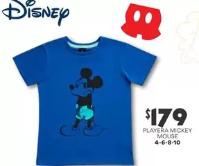 Oferta de Disney - Playéra Mickey Mouse 4-6-8-10 por $179 en Soriana Híper