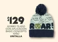 Oferta de Gorro Tejido Con Aplicación Basic Concepts Nino Unitalla por $129 en Soriana Híper