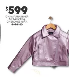 Oferta de Cherokee - Chamarra Biker Metalizada  Niña por $599 en Soriana Híper