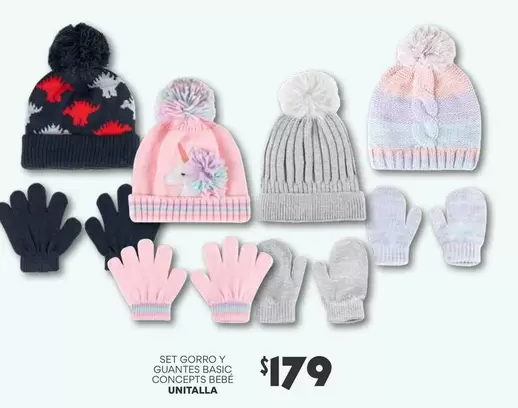 Oferta de Set Gorro Y Galantes Basic Con Untable Unitalla por $179 en Soriana Híper