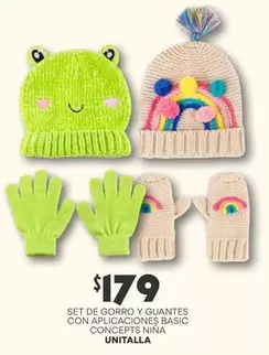 Oferta de Niña Unita - Set De Gorro Y Guantes Con Aplicaciones Basic Conceptínina por $179 en Soriana Híper