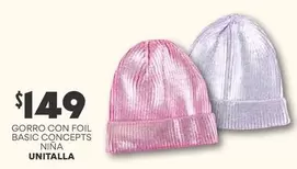 Oferta de Gorro Con Foil Basic Concepts Nina Unitalla por $149 en Soriana Híper