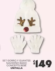 Oferta de Bebe - Set Gorro Y Guantes Navideño Basic Concepts  Unitalla por $149 en Soriana Híper