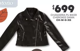 Oferta de Cherokee - Chamarra Pu Biker  Dama Ch-m-g-xg por $699 en Soriana Híper