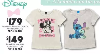 Oferta de Disney - Playebra Manga Corta Minnie Mouse 12-14-16-16x por $179 en Soriana Híper