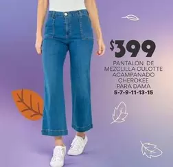 Oferta de Cherokee - Pantalón De Mezclilla Culotte Acmpanado  Para Dama por $399 en Soriana Híper