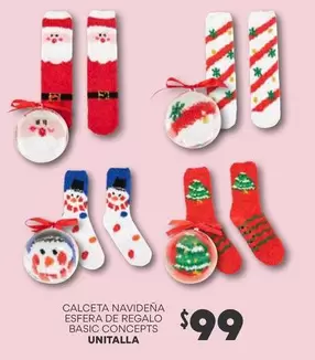 Oferta de Calceta Navideña Esfera De Regalo Basic Concepts Unitalla por $99 en Soriana Híper