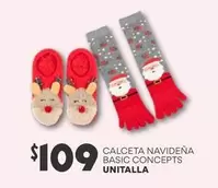 Oferta de Calceta Navideña Basic Concepts Unitalla por $109 en Soriana Híper