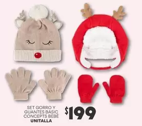 Oferta de Set Gorro Y Guantes Basic Concepts Bebe Unitalla por $199 en Soriana Híper