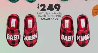 Oferta de Baby  - Pantufla Infantil Basic Concepts Tallas 17-20 por $249 en Soriana Híper