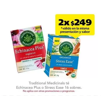 Oferta de Tradicional Medicinals - Té Echinacea Plus O Stress Ease en Farmacia San Pablo