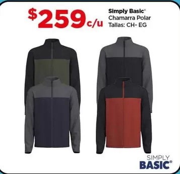 Oferta de Simply Basic - Chamarra Polar por $259 en Bodega Aurrera