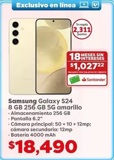 Oferta de 8 - Galaxy S24  GB 256 GB 5G AMAZFILLO por $18490 en Soriana Híper