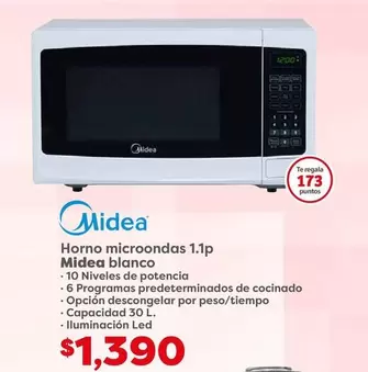 Oferta de Led - Horno Microondas 1.1p Blanco por $1390 en Soriana Híper