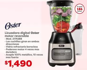 Oferta de Oster - Licuadora Digital  Motor Reversible por $1490 en Soriana Híper