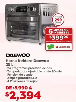 Oferta de Daewoo - Horno Freidora por $2394 en Soriana Híper