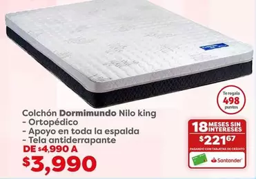 Oferta de Colchón Dormimundo Ninja King por $3990 en Soriana Híper