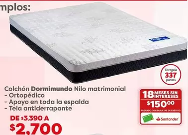 Oferta de Colchón Dormi Mundo Matrimonial por $2700 en Soriana Híper