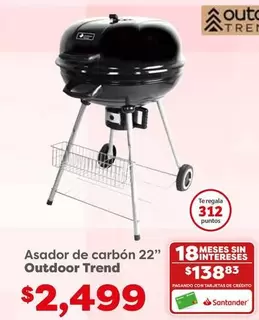 Oferta de Asador De Carbón 22" Outdoor Trend por $2499 en Soriana Híper