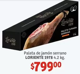 Oferta de Serrano - Paleta De Jamón por $799 en Soriana Híper