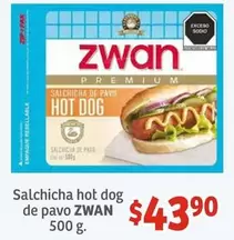 Oferta de Zwan - Salchicha Hot Dog De Pavo por $43.9 en Soriana Híper