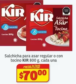 Oferta de Kir - Salchicha Para Asar Regular O Con Tocino por $70 en Soriana Híper