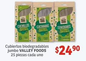 Oferta de Valley Foods - Cubiertos Biodegradables Jumbo por $24.9 en Soriana Híper