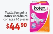 Oferta de Kotex - Toalla Femenina Anatomica Con Alas por $44.9 en Soriana Híper