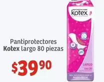 Oferta de Kotex -  Tantiprotectores Largo 80 Piezas por $39.9 en Soriana Híper