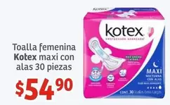 Oferta de Kotex - Toalla Femenina Maxi Con Alas por $54.9 en Soriana Híper