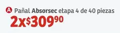 Oferta de Absorsec - Pañal Etapa 4 De 40 Piezas por $309.9 en Soriana Híper