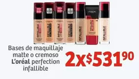 Oferta de L'Oréal - Bases De Maquillaje Matte O Cremoso Perfection Infallible por $531.9 en Soriana Híper