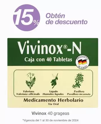 Oferta de Vivinox 40 Grageas en Soriana Híper