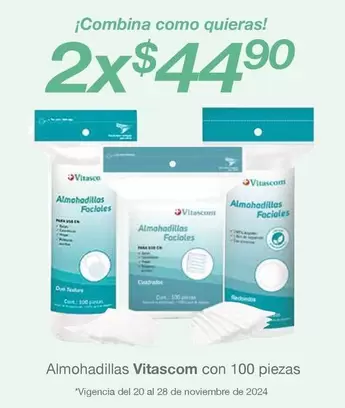 Oferta de Vitascom - Almohadillas Con 100 Piezas por $44.9 en Soriana Híper