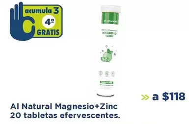 Oferta de Al Natural - Magnesio+Zinc  por $118 en Farmacia San Pablo