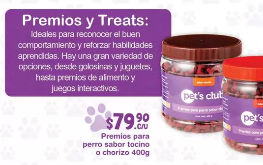 Oferta de Pet's Club - Premios Para Perro Sabor Tacino O Chorizo por $79.9 en La Comer