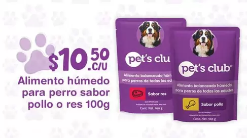 Oferta de Pet's Club - Alimento Húmedo Para Perro Sabor Pollo O Res por $10.5 en La Comer