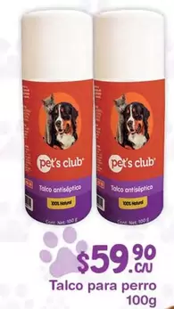 Oferta de Pet's Club - Talco Para Perro por $59.9 en La Comer