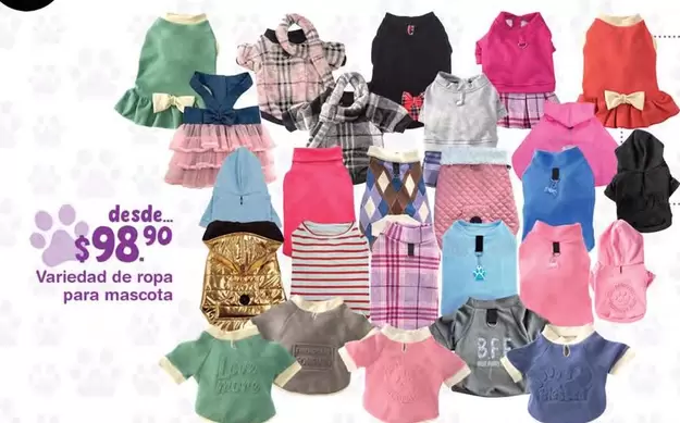 Oferta de Variedad De Ropa Para Mascota  por $98.9 en Fresko