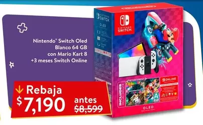 Oferta de Nintendo -  Switch - Oled Blanco 64 Gb por $7190 en Walmart