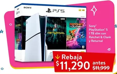 Oferta de Sony - Playstation 5 1TB Slim con Ratchet & Clank y Returnal por $11290 en Walmart