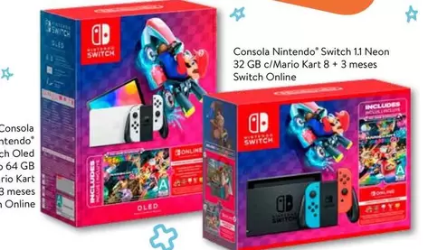 Oferta de GB - Consola Nintendo Switch 11 Neon 32 Gb (marick Kart 8 + 3 Meses Switch Online en Walmart