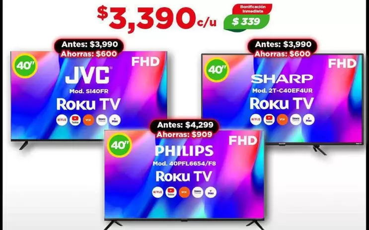 Oferta de JVC - Tv por $3390 en Bodega Aurrera