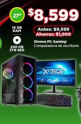 Oferta de GB - Xtreme Pc Gaming Computador De Escritorio por $8599 en Bodega Aurrera