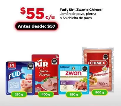 Oferta de Chimex - Jumón De Pavo por $55 en Bodega Aurrera