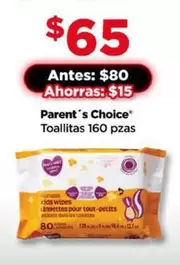 Oferta de 8 - Parent's Choice Toallitas 160 pzas por $65 en Bodega Aurrera