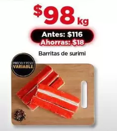 Oferta de Barritas De Surimi por $98 en Bodega Aurrera